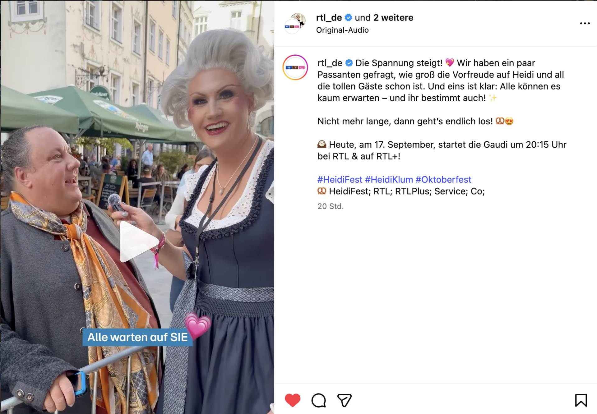 Matthias Bagada auf dem Heidifest in München. (Screenshot: instagram.com/rtl_de)