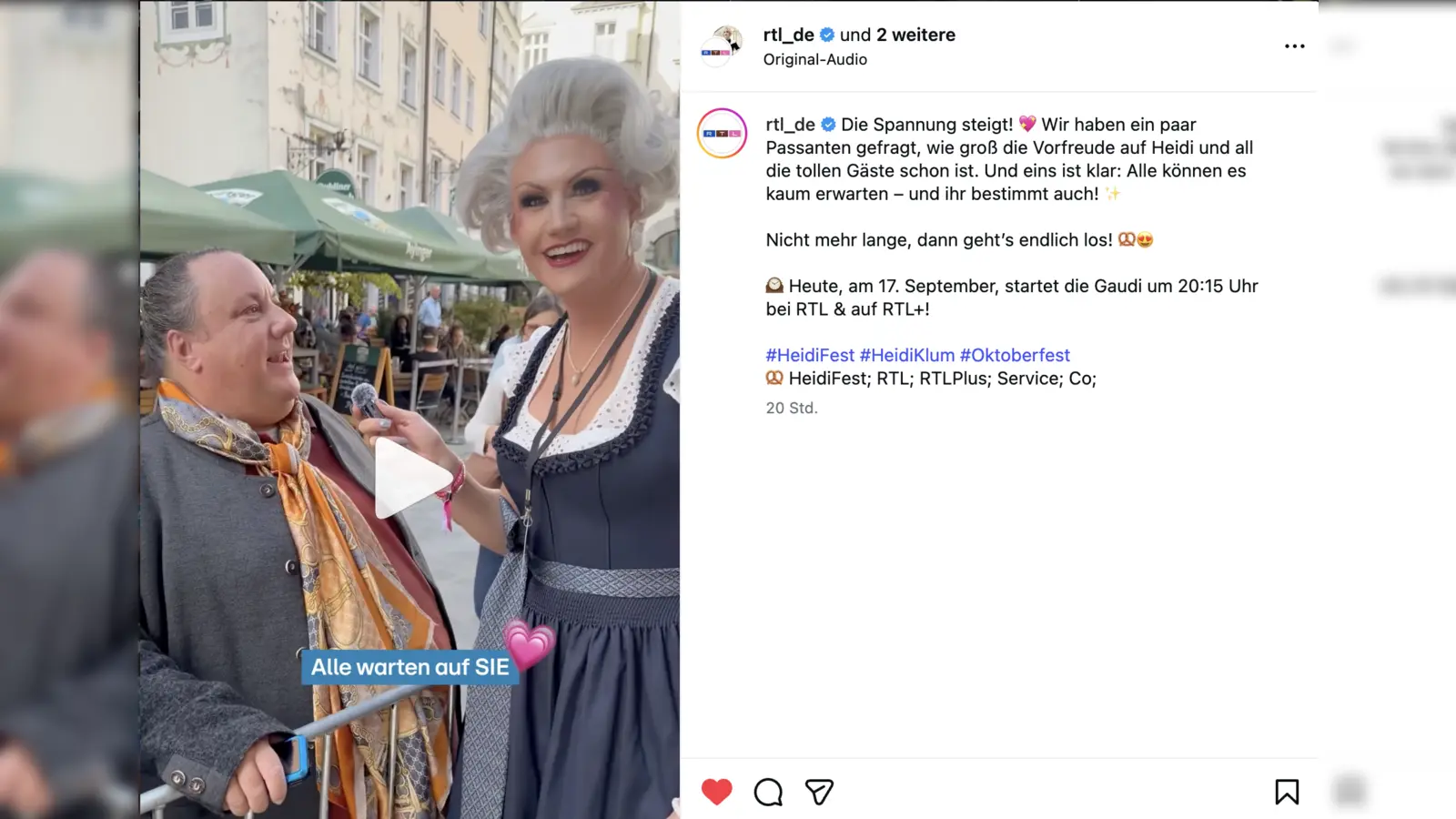 Matthias Bagada auf dem Heidifest in München. (Screenshot: instagram.com/rtl_de)