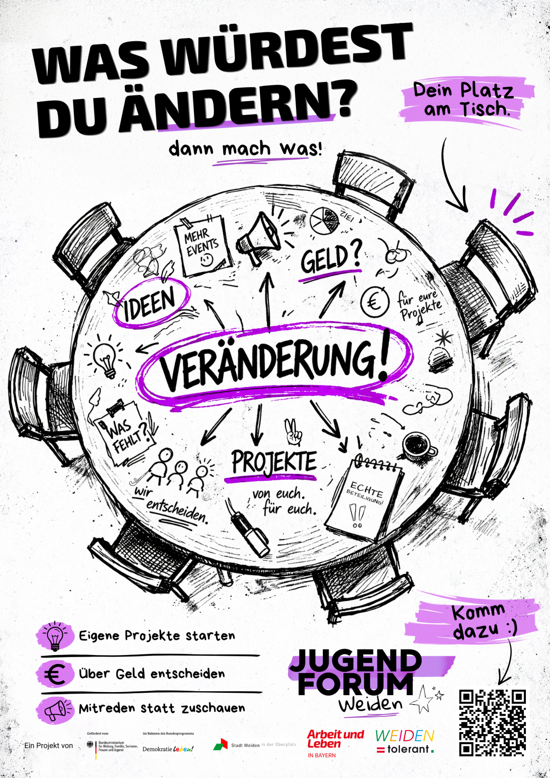 Das Jugendforum Weiden lädt Jugendliche ein, sich aktiv an Projekten zu beteiligen. Am 25. Juni findet das erste Treffen statt. (Bild: Arbeit und Leben in Bayern)