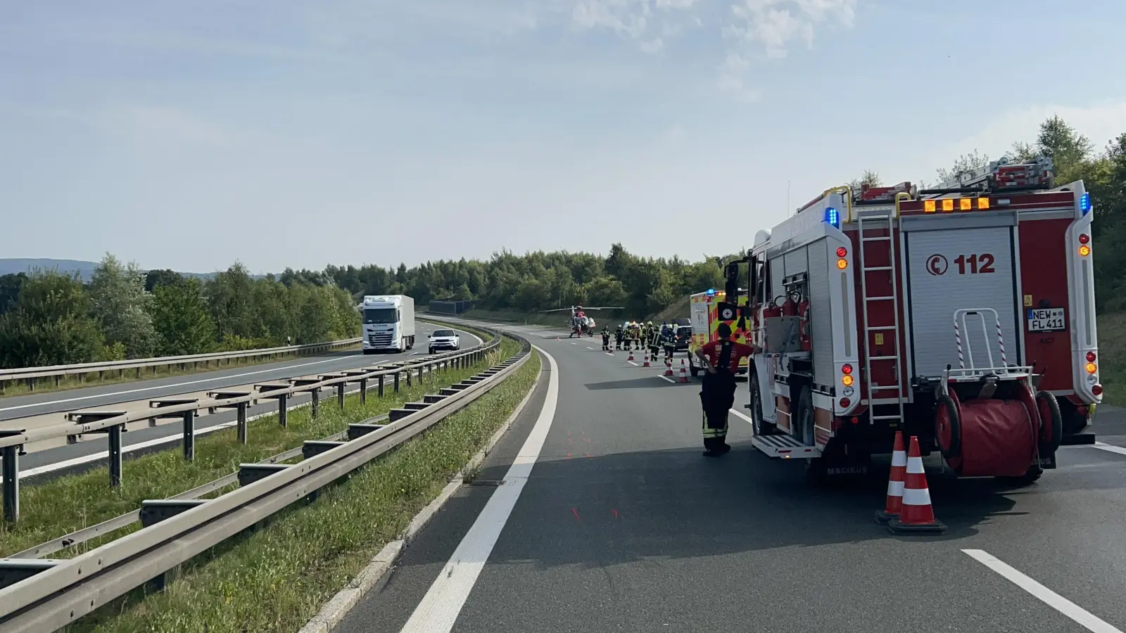 Wegen eines Unfalls war die A 6 zwischen Leuchtenberg und Vohenstrauß für rund 30 Minuten gesperrt. (Bild: Verkehrspolizei Weiden)