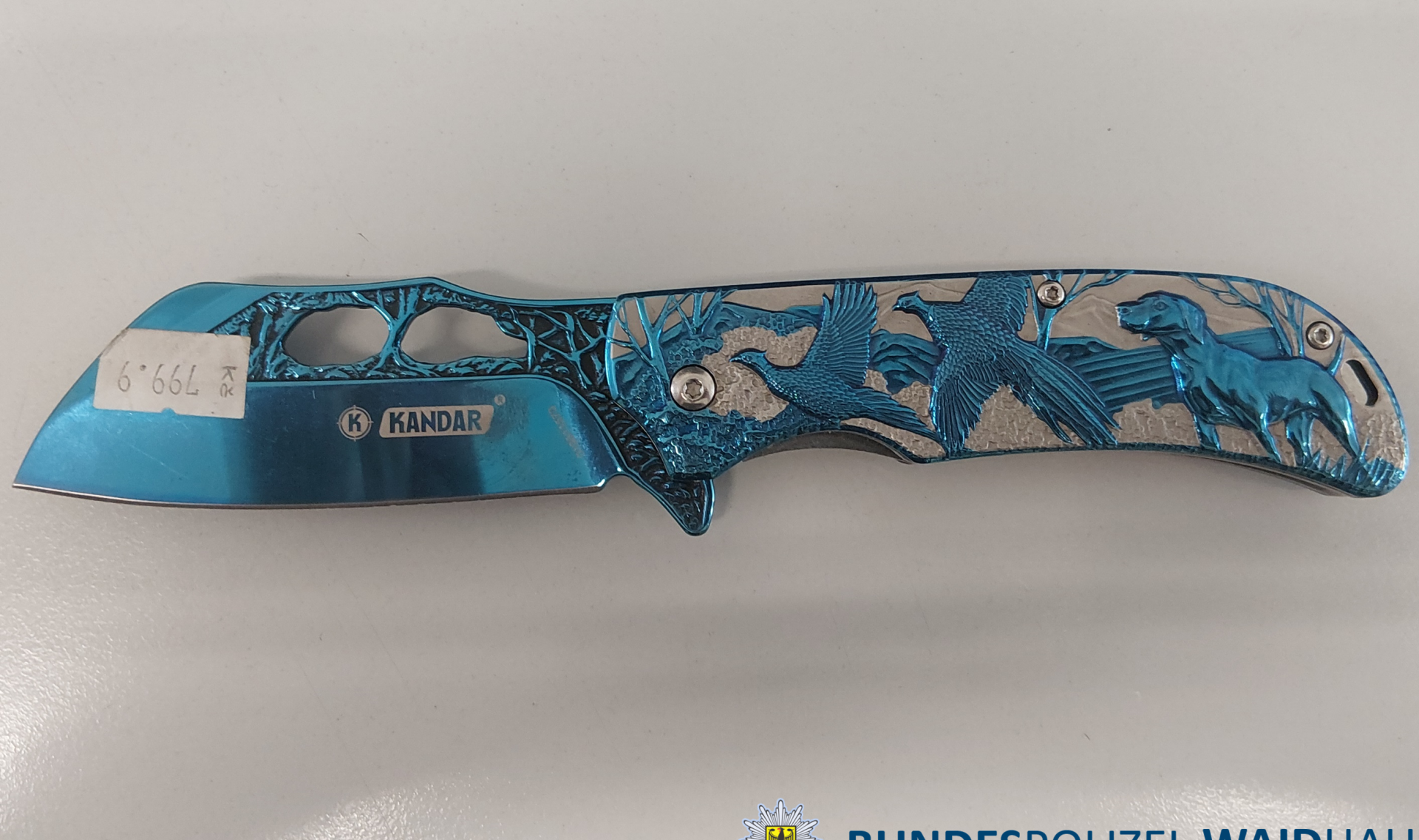 Dieses Springmesser hatte der 36-Jährige dabei. (Bild: Bundespolizei Waidhaus)