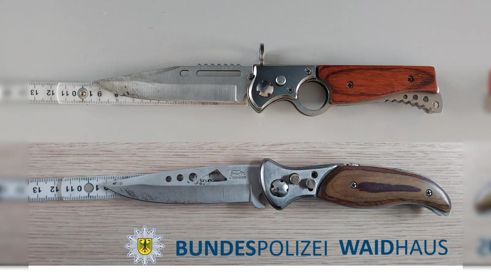 Die Bundespolizei Waidhaus hat zwei Verstöße gegen das Waffengesetz aufgedeckt. (Bild: Bundespolizei)
